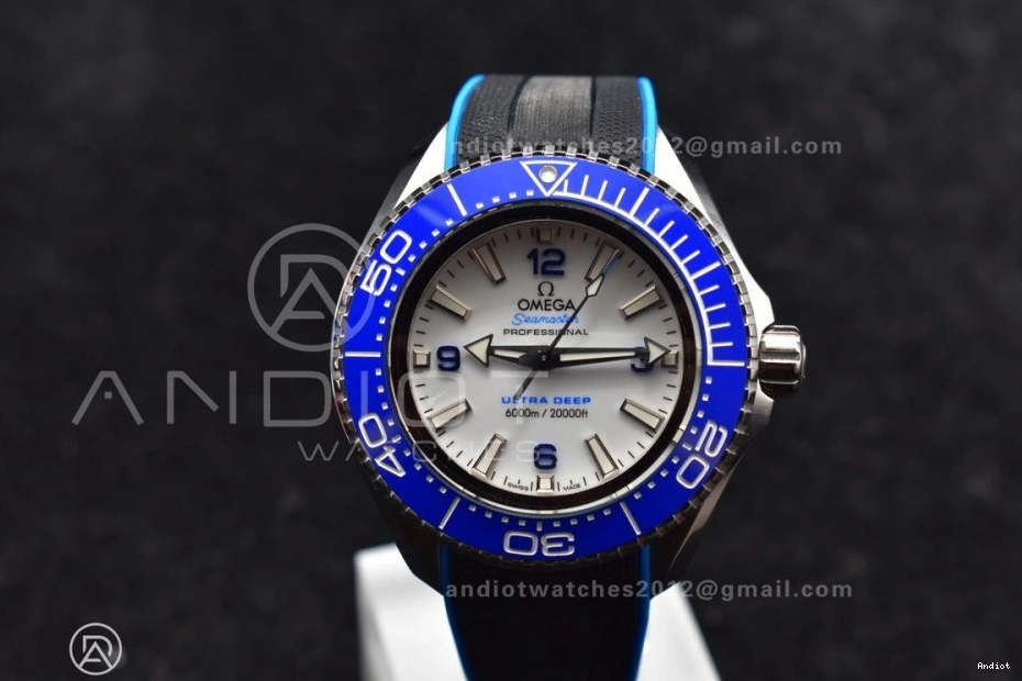 Bezel Ultra on White Deep Seamaster Edition Strap Dial 1:1 Blue Ceramic Black TF Rubber SS 6000M A2824 Best 0211